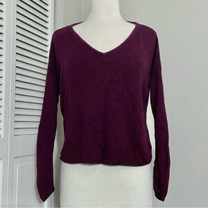 Garage Maroon Cropped Boxy Drop Shoulder Lightweight Sweater M/L Medium Large